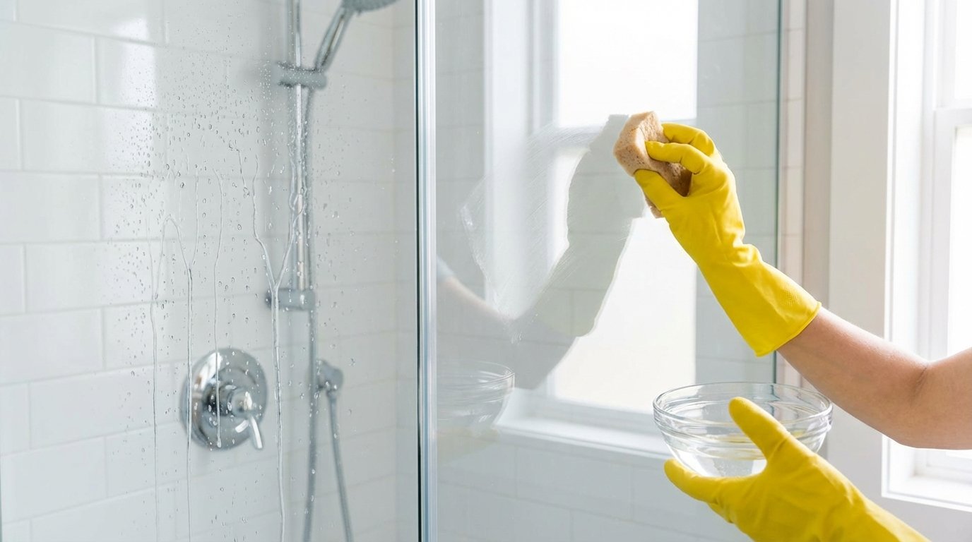 entdecken Sie das einfache Küchengeheimnis, um Kalkflecken auf der Duschwand in 30 Sekunden zu entfernen und langfristig zu blockieren